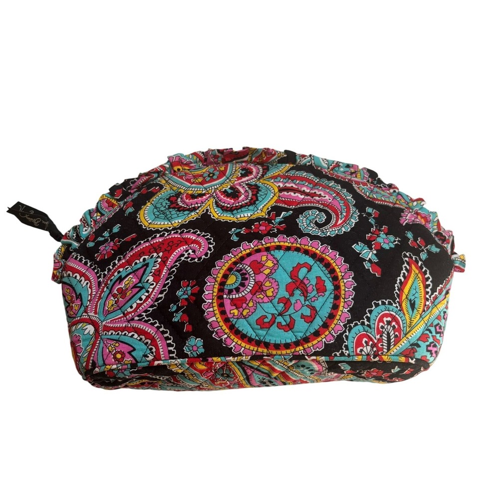 Vera Bradley Parisian Paisley Zip Cosmetic Case Bag Medium Quilted Ruffle Makeup